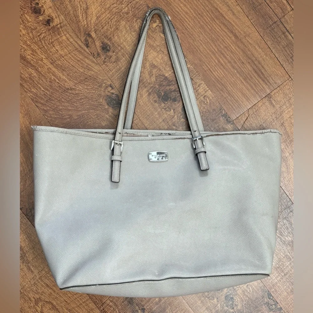 Michael Kors Jet Set Travel large tote bag in grey saffiano leather